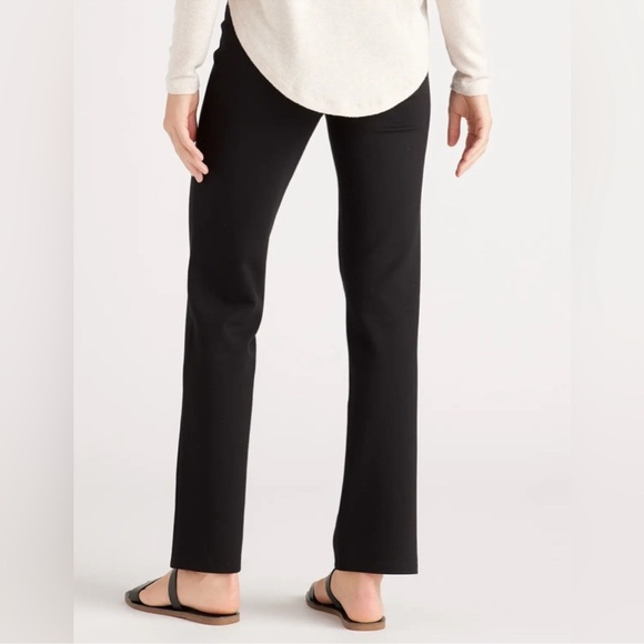 NWT Quince Pull On Ultra-Stretch Ponte Straight Leg Pants Black Size L - Picture 2 of 14
